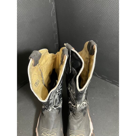 Botas Nicasio Mens Black Gray Leather Distressed‎ Westerm Cowboy Boots Size 8.5 main image 6